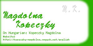 magdolna kopeczky business card